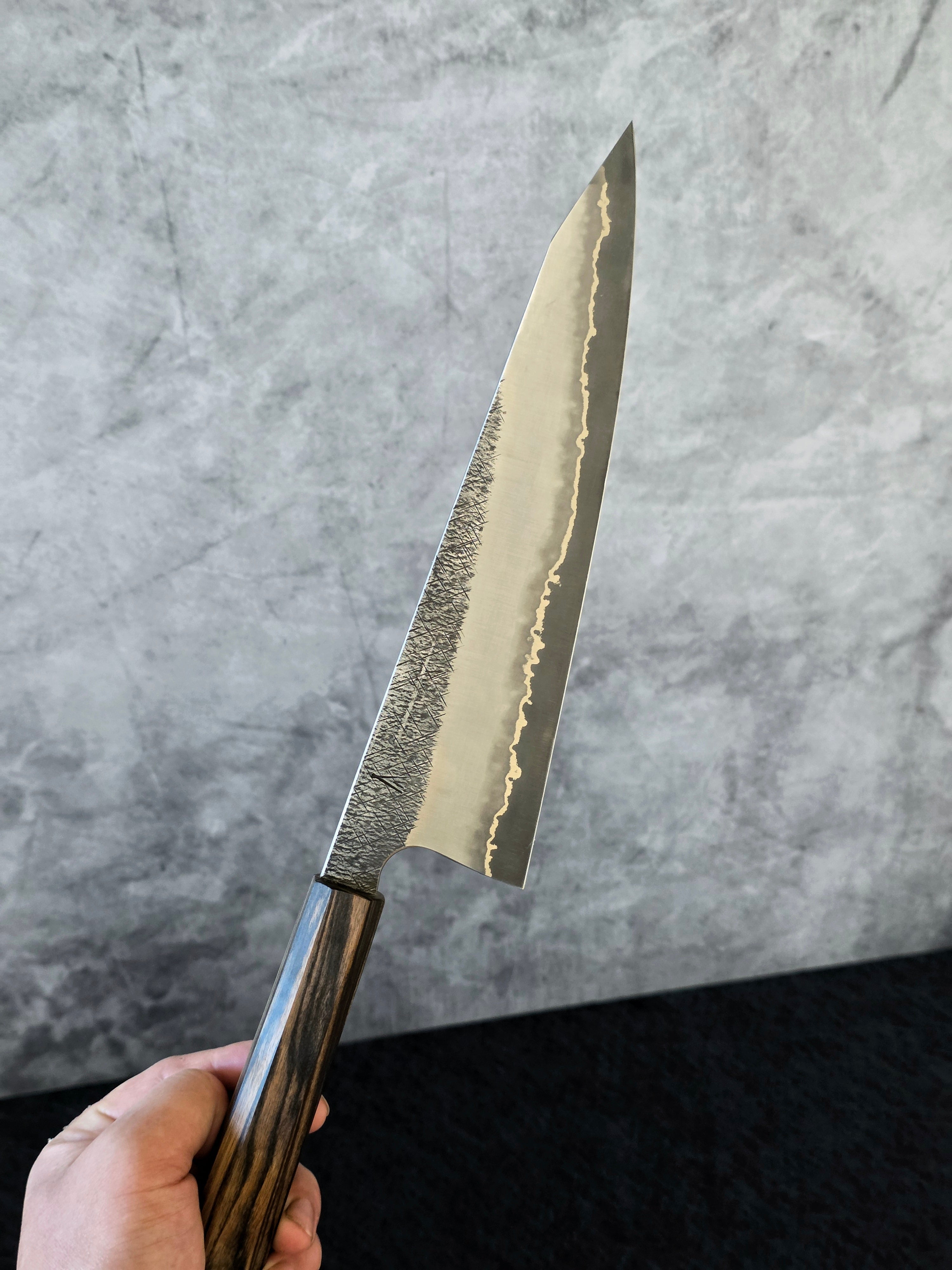 225mm "Yeil" Apex Ultra gyuto, stainless and nickel cladding